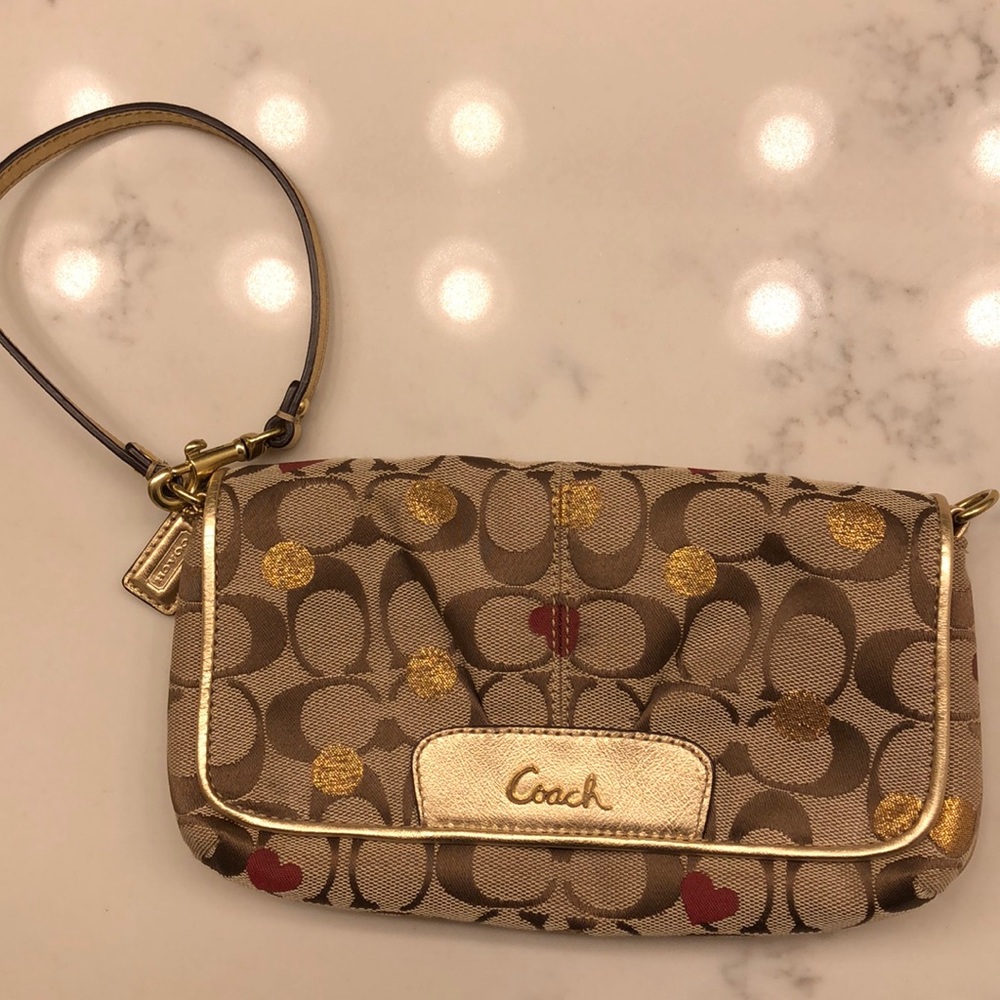 Authentic coach gold clutch